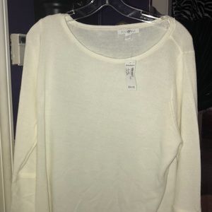 ROZ & ALI - WHITE SWEATER WITH BELL SLEEVES - NWT